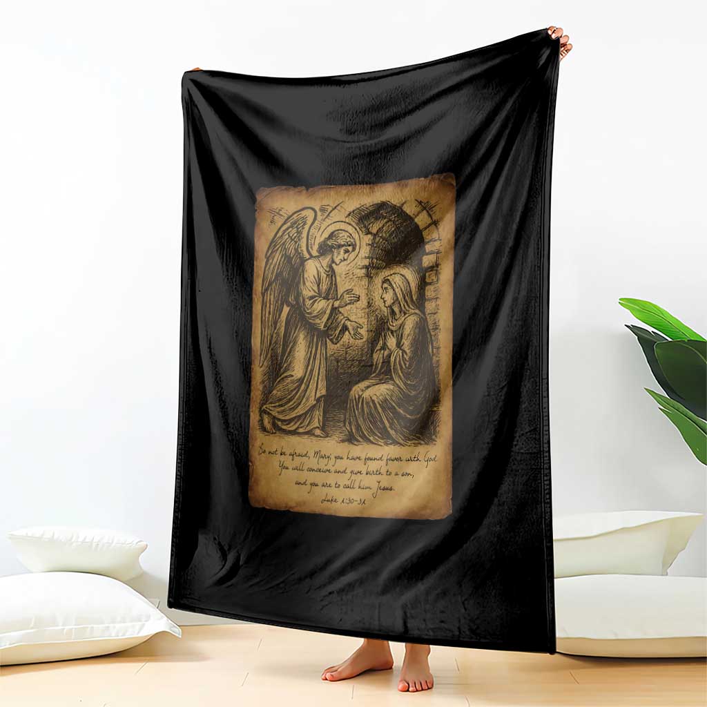 Virgin Mary Throw Blanket Angel Gabriel Luke 1:30 Christian - Wonder Print Shop