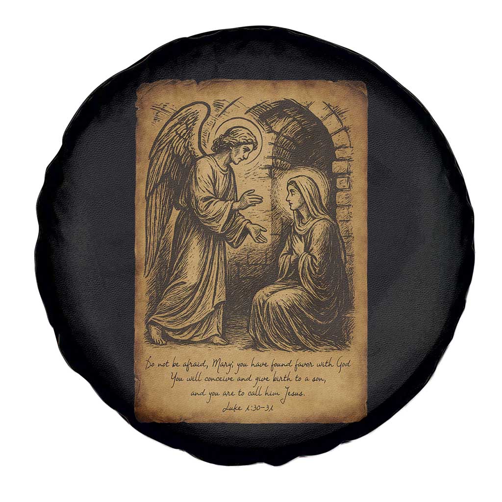 Virgin Mary Spare Tire Cover Angel Gabriel Luke 1:30 Christian - Wonder Print Shop
