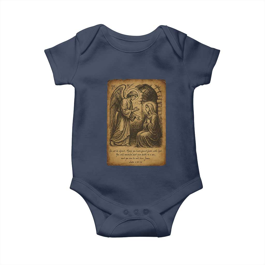 Virgin Mary Baby Onesie Angel Gabriel Luke 1:30 Christian - Wonder Print Shop