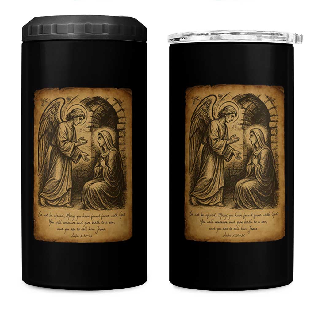 Virgin Mary 4 in 1 Can Cooler Tumbler Angel Gabriel Luke 1:30 Christian - Wonder Print Shop