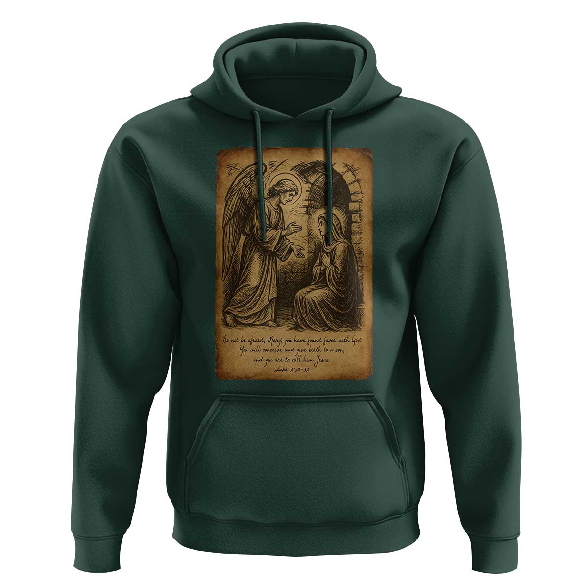 Virgin Mary Hoodie Angel Gabriel Luke 1:30 Christian - Wonder Print Shop