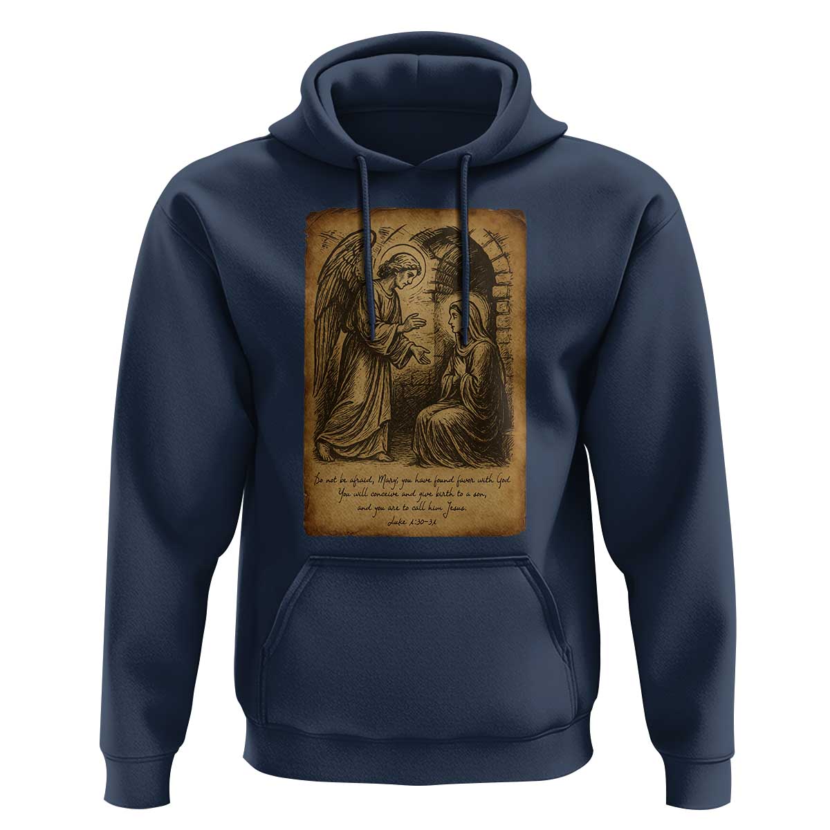 Virgin Mary Hoodie Angel Gabriel Luke 1:30 Christian - Wonder Print Shop