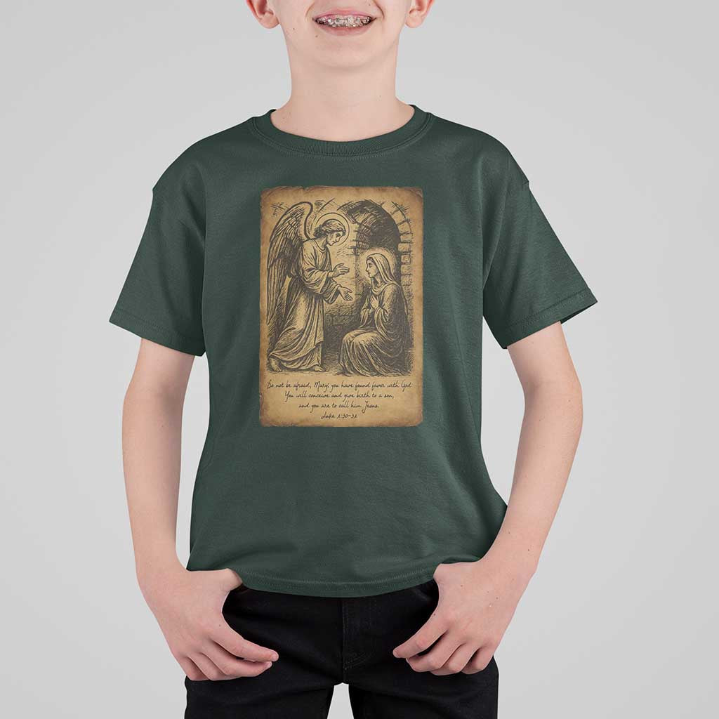 Virgin Mary T Shirt For Kid Angel Gabriel Luke 1:30 Christian - Wonder Print Shop
