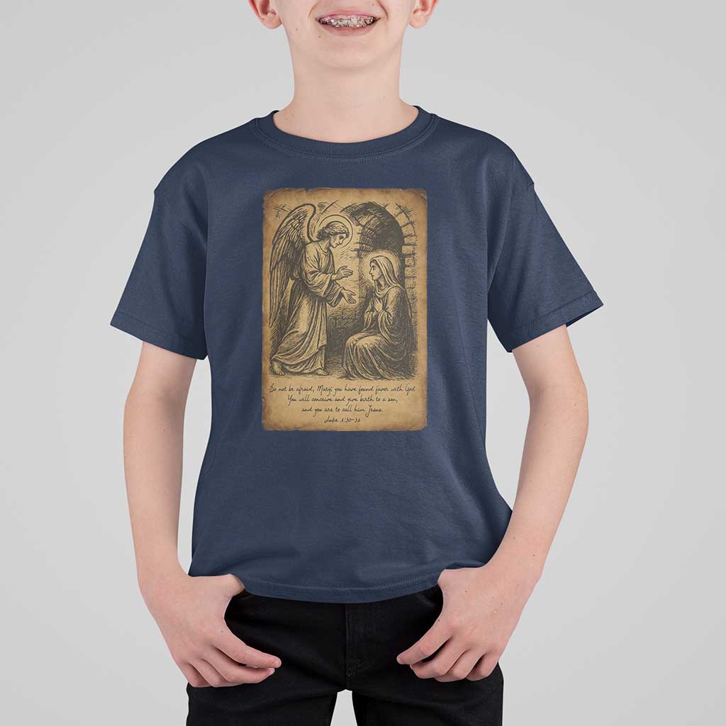 Virgin Mary T Shirt For Kid Angel Gabriel Luke 1:30 Christian - Wonder Print Shop