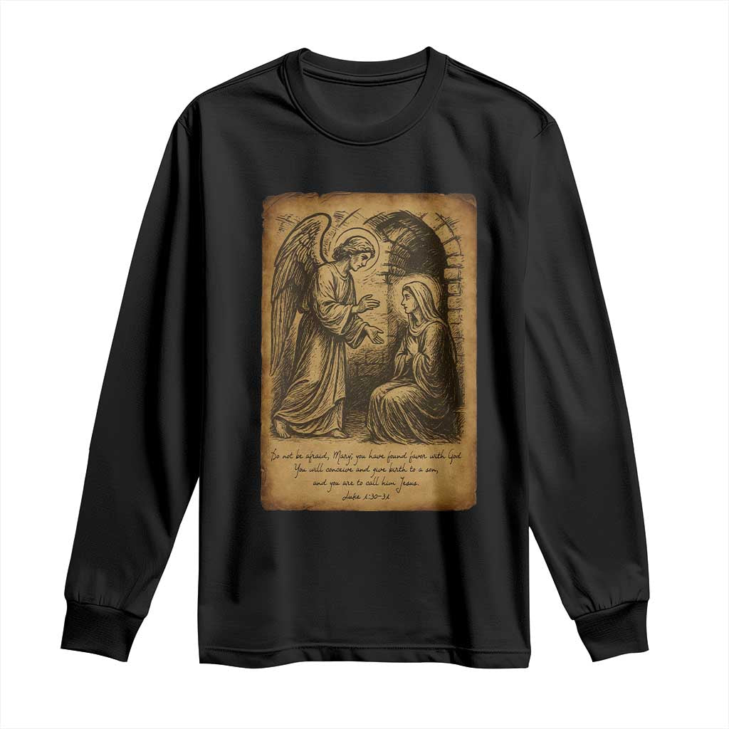 Virgin Mary Long Sleeve Shirt Angel Gabriel Luke 1:30 Christian - Wonder Print Shop