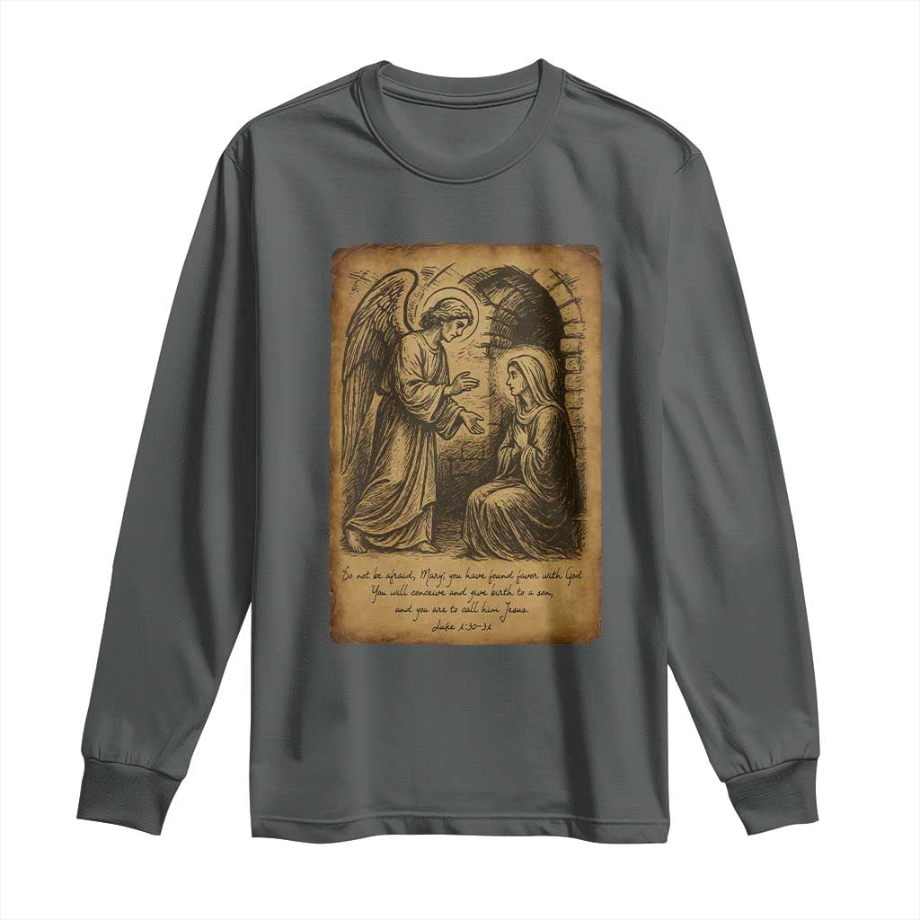 Virgin Mary Long Sleeve Shirt Angel Gabriel Luke 1:30 Christian - Wonder Print Shop