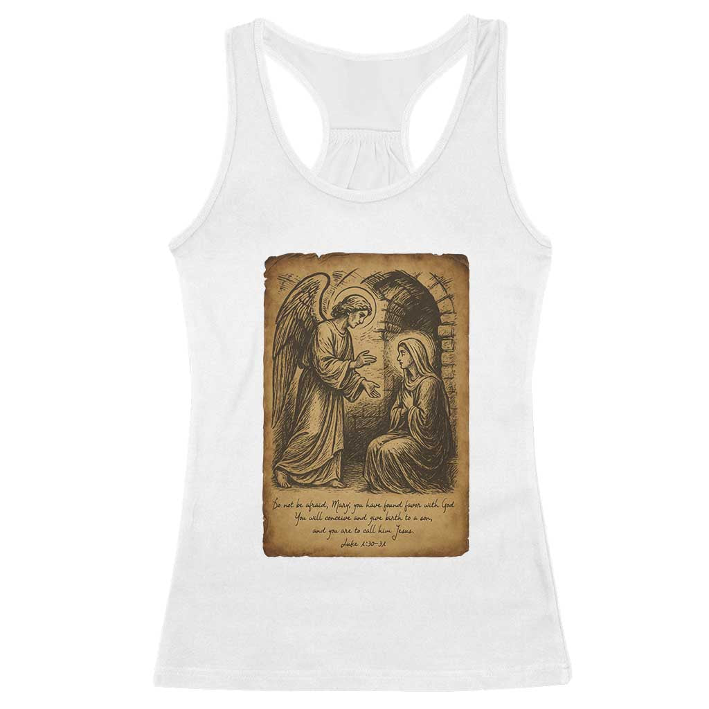 Virgin Mary Racerback Tank Top Angel Gabriel Luke 1:30 Christian - Wonder Print Shop