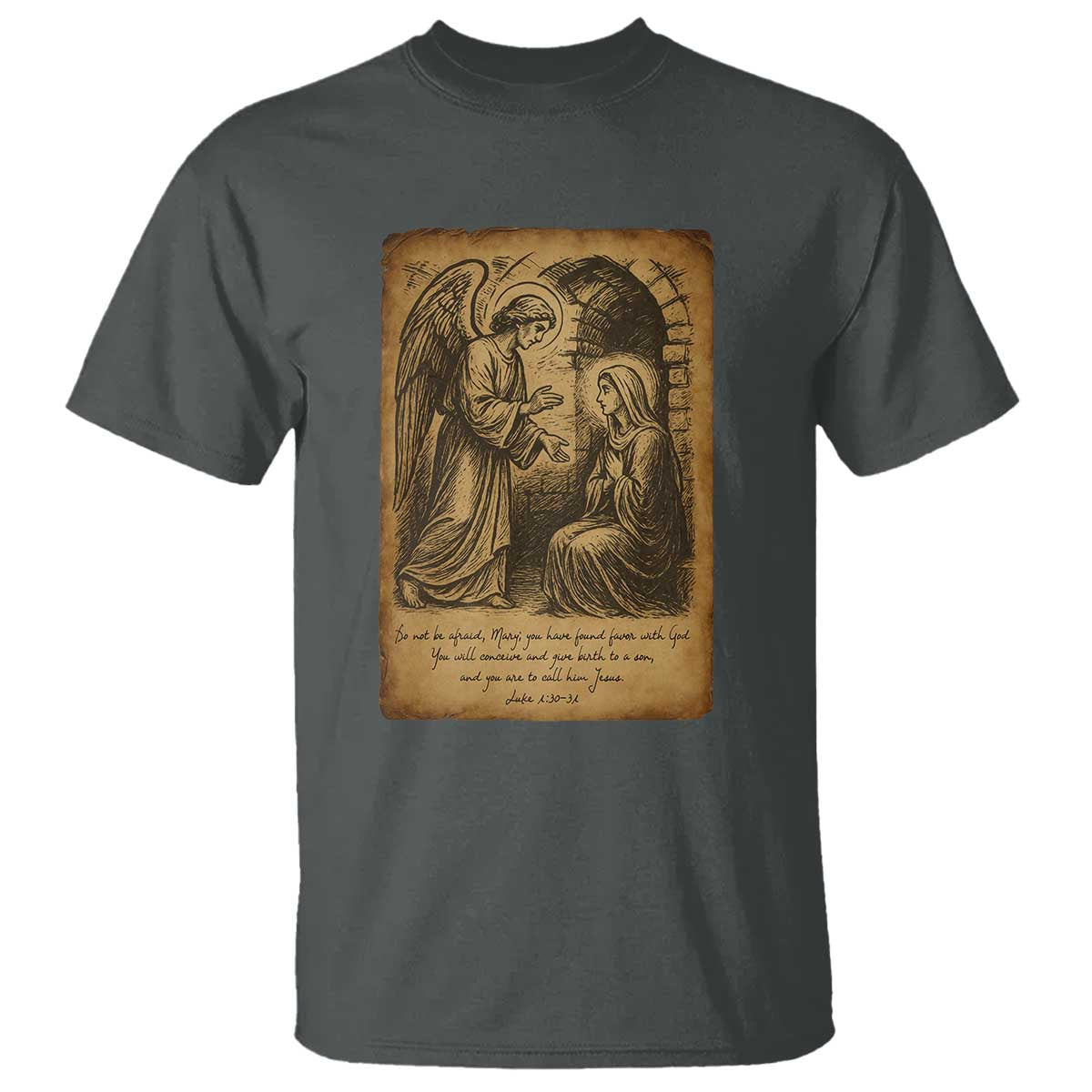 Virgin Mary T Shirt Angel Gabriel Luke 1:30 Christian - Wonder Print Shop