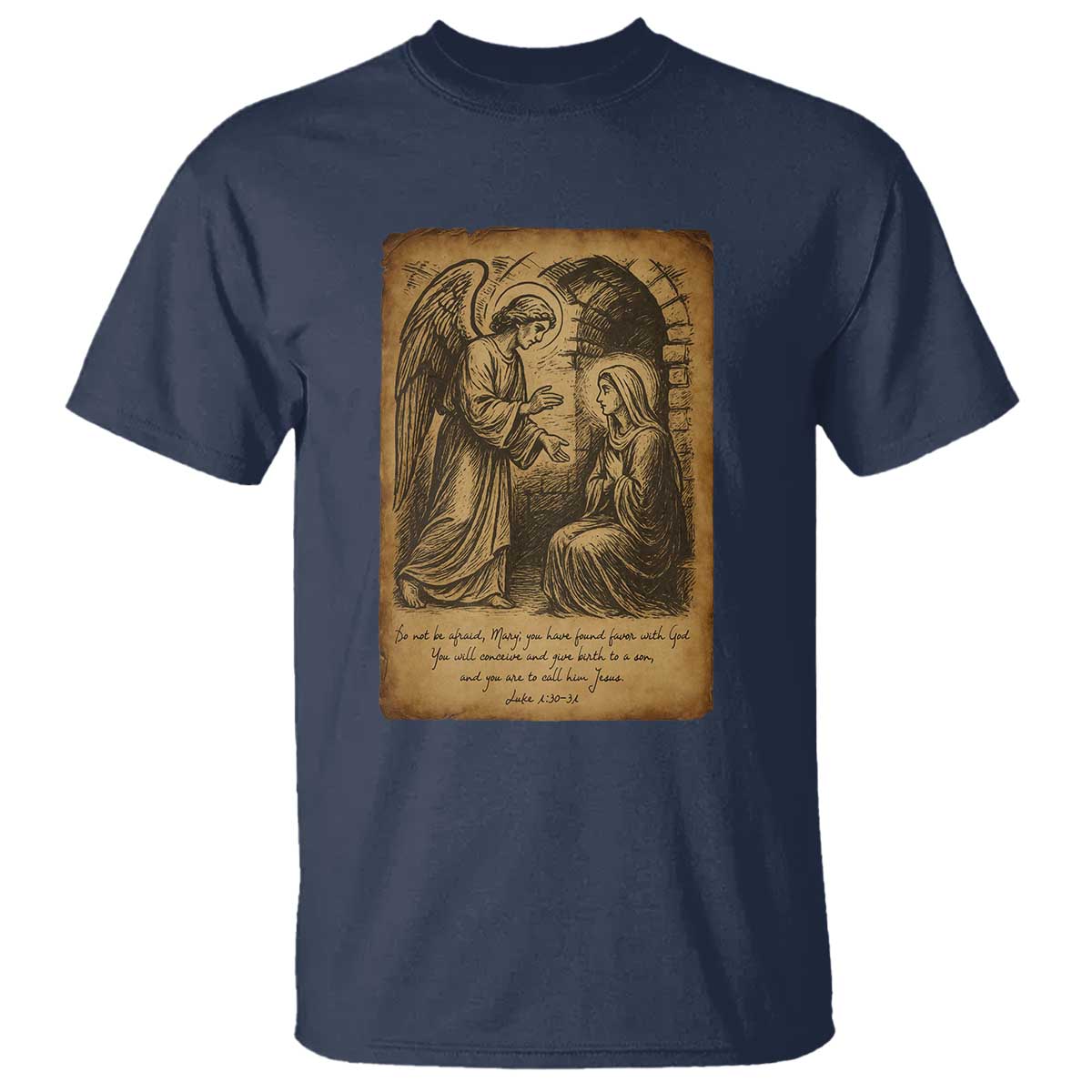 Virgin Mary T Shirt Angel Gabriel Luke 1:30 Christian - Wonder Print Shop