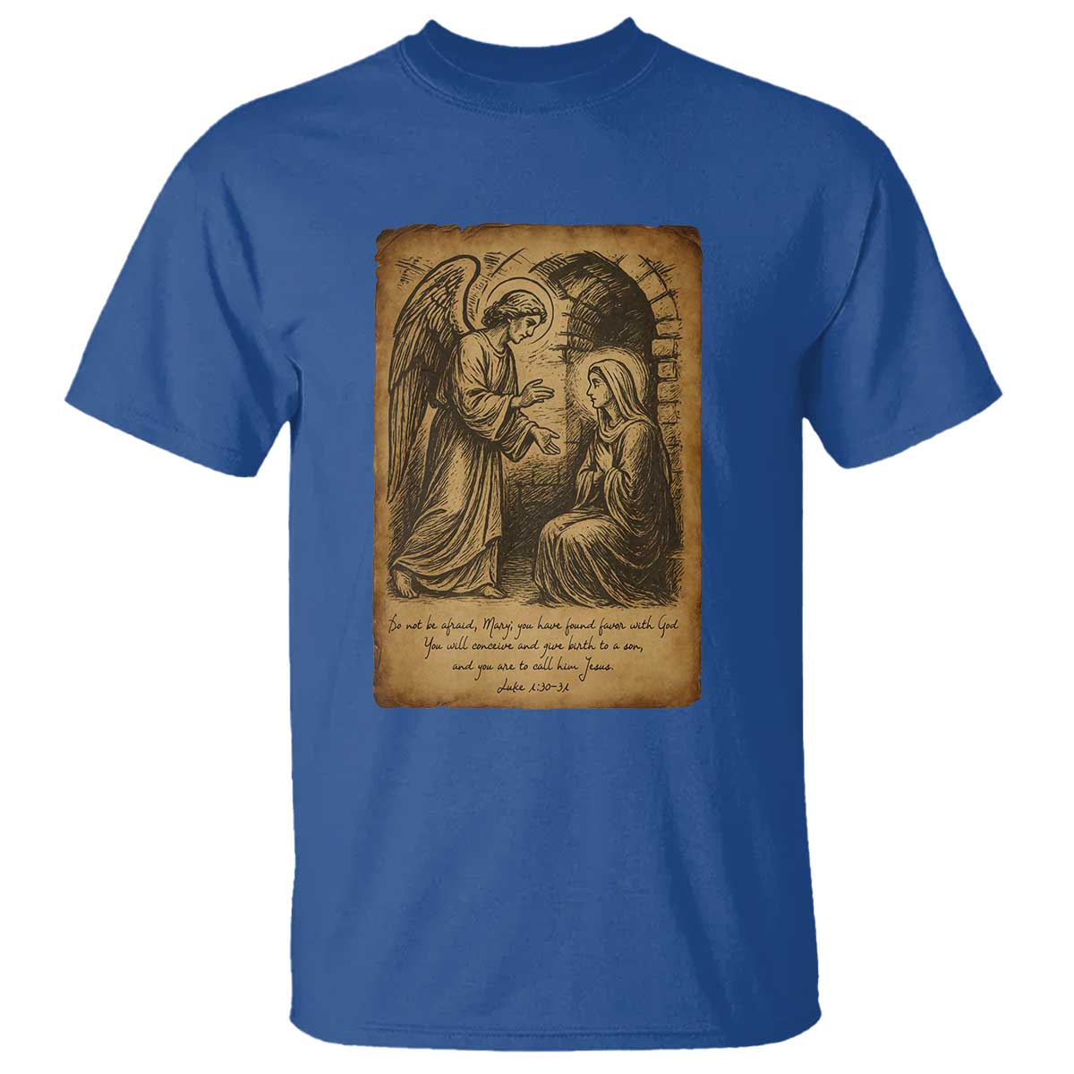 Virgin Mary T Shirt Angel Gabriel Luke 1:30 Christian - Wonder Print Shop