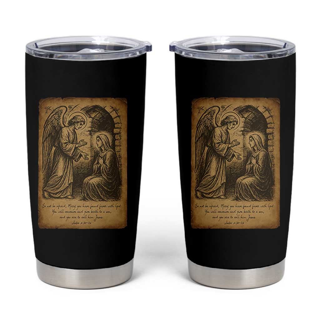 Virgin Mary Tumbler Cup Angel Gabriel Luke 1:30 Christian - Wonder Print Shop