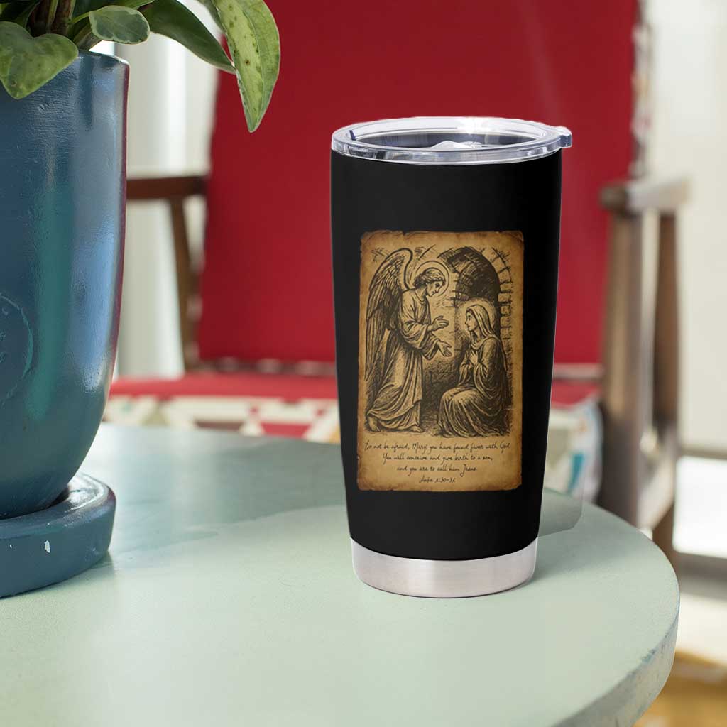 Virgin Mary Tumbler Cup Angel Gabriel Luke 1:30 Christian - Wonder Print Shop