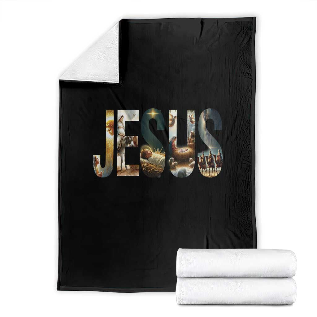 Jesus Christmas Throw Blanket Nativity Holy Night Christian Faith - Wonder Print Shop
