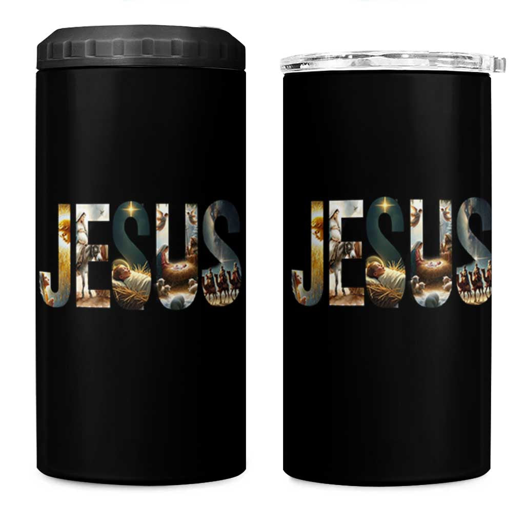 Jesus Christmas 4 in 1 Can Cooler Tumbler Nativity Holy Night Christian Faith - Wonder Print Shop