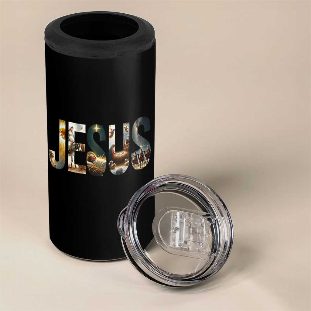 Jesus Christmas 4 in 1 Can Cooler Tumbler Nativity Holy Night Christian Faith - Wonder Print Shop