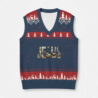 Jesus Xmas V-Neck Knit Sweater Vest Nativity Holy Night Christian Faith - Wonder Print Shop