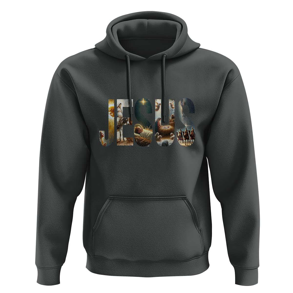 Jesus Christmas Hoodie Nativity Holy Night Christian Faith - Wonder Print Shop