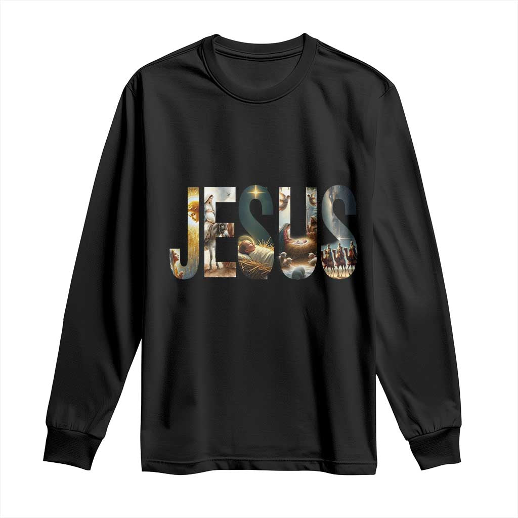 Jesus Christmas Long Sleeve Shirt Nativity Holy Night Christian Faith - Wonder Print Shop