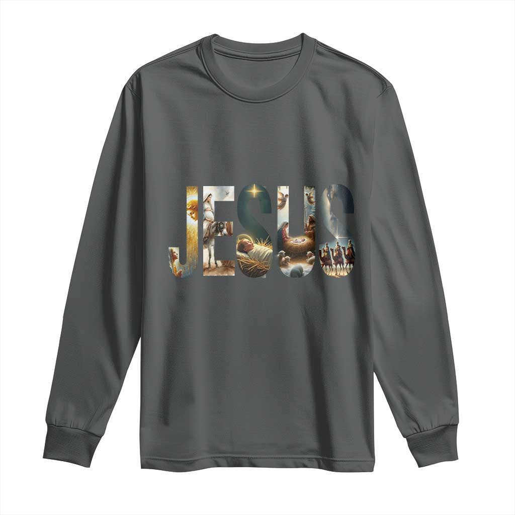 Jesus Christmas Long Sleeve Shirt Nativity Holy Night Christian Faith - Wonder Print Shop