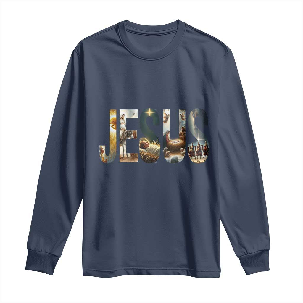 Jesus Christmas Long Sleeve Shirt Nativity Holy Night Christian Faith - Wonder Print Shop