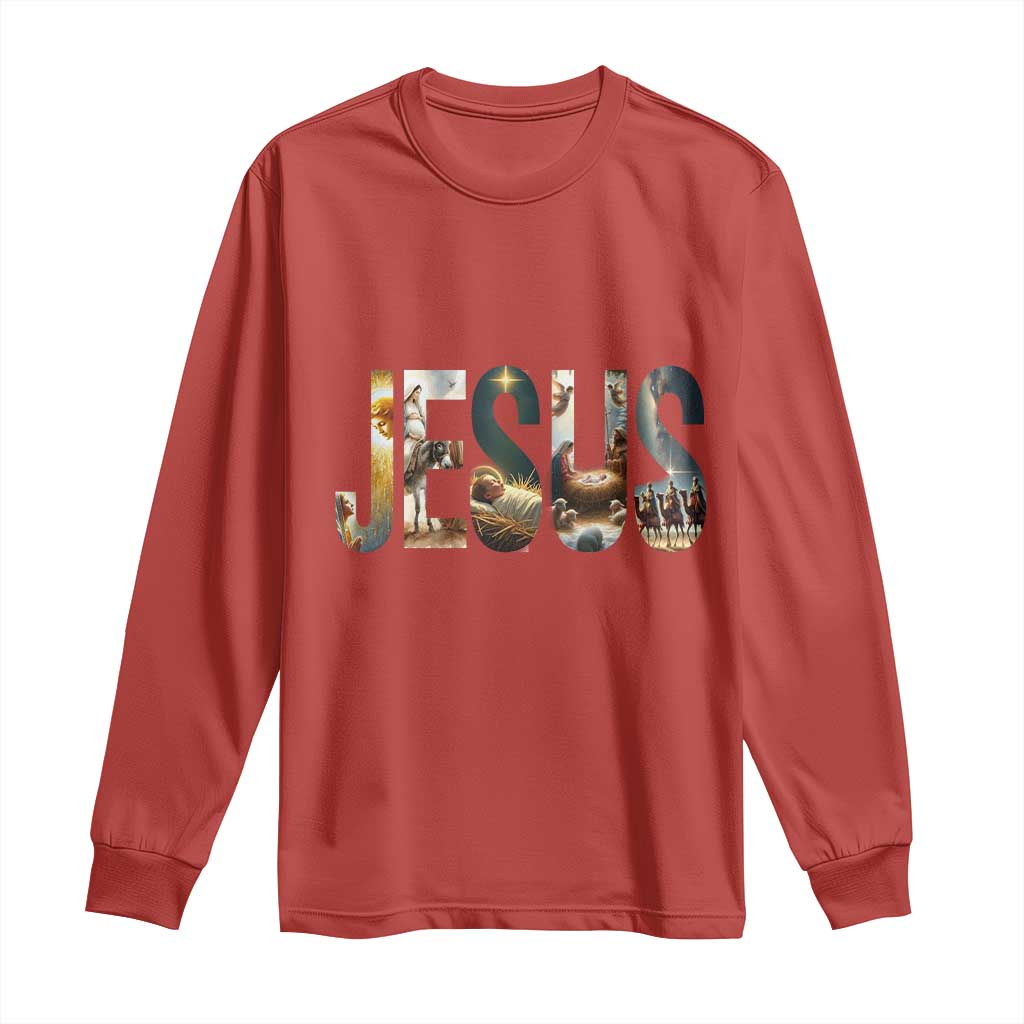 Jesus Christmas Long Sleeve Shirt Nativity Holy Night Christian Faith - Wonder Print Shop