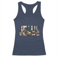 Jesus Christmas Racerback Tank Top Nativity Holy Night Christian Faith - Wonder Print Shop