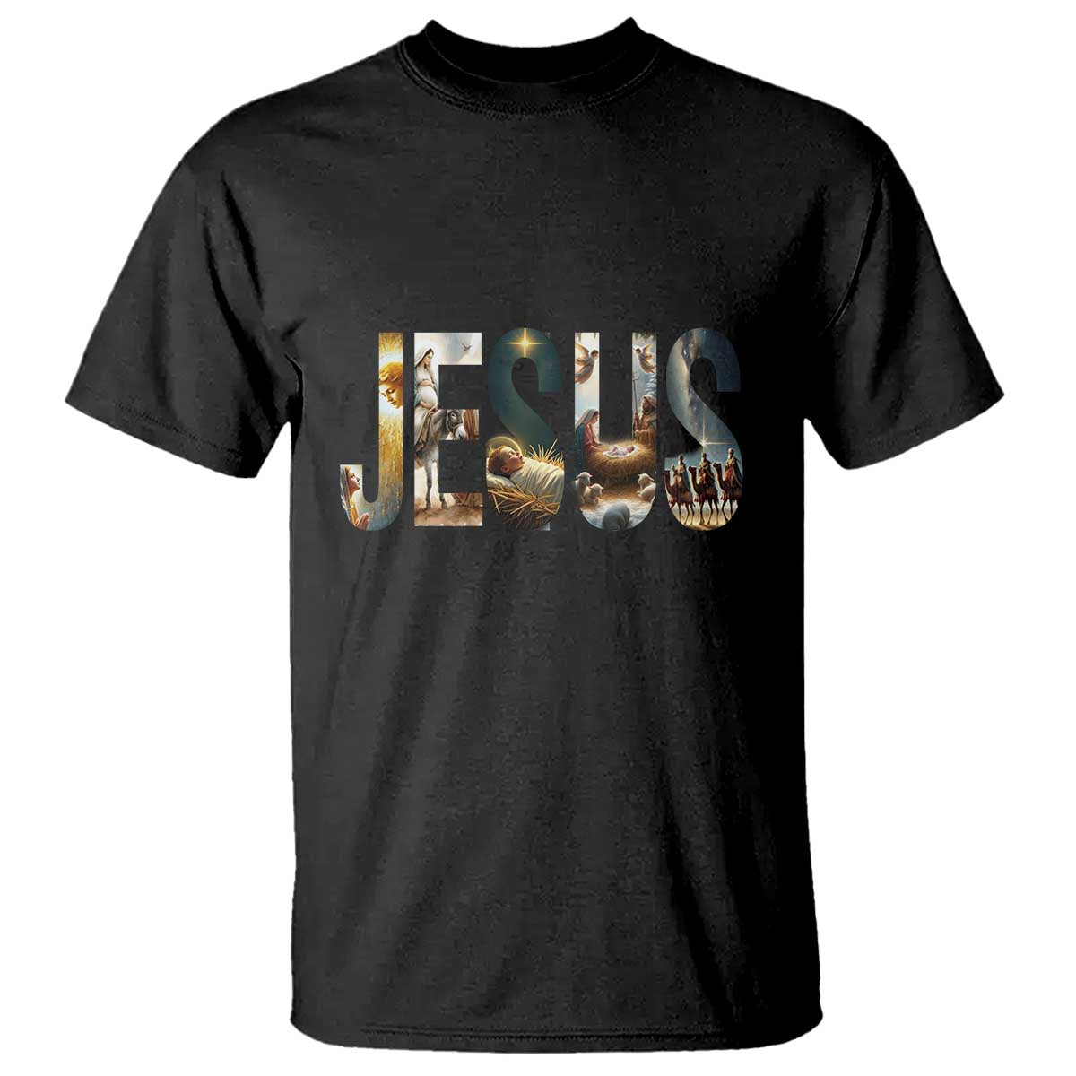 Jesus Christmas T Shirt Nativity Holy Night Christian Faith - Wonder Print Shop