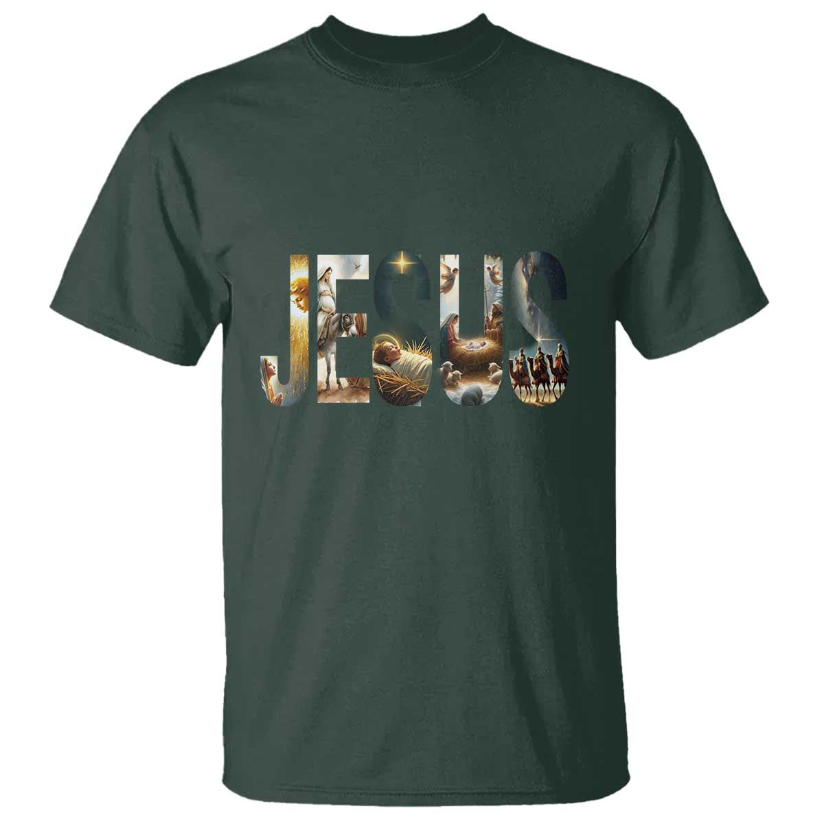 Jesus Christmas T Shirt Nativity Holy Night Christian Faith - Wonder Print Shop