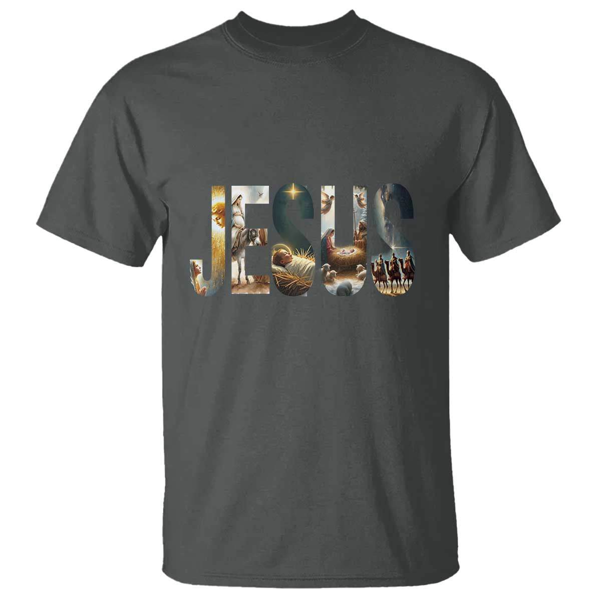 Jesus Christmas T Shirt Nativity Holy Night Christian Faith - Wonder Print Shop