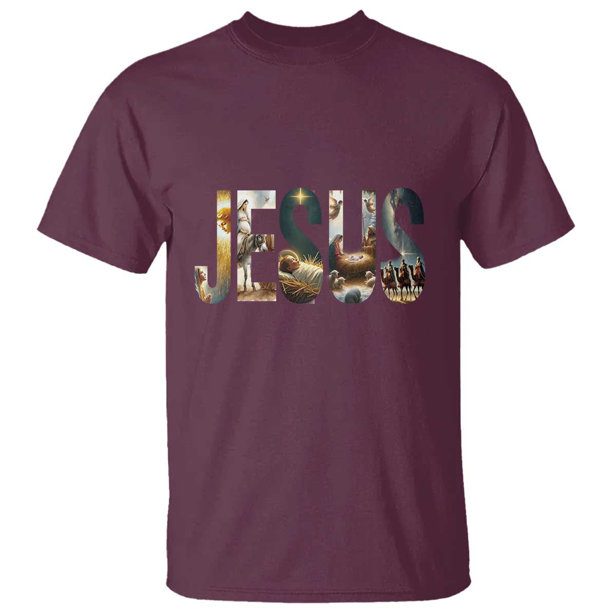 Jesus Christmas T Shirt Nativity Holy Night Christian Faith - Wonder Print Shop