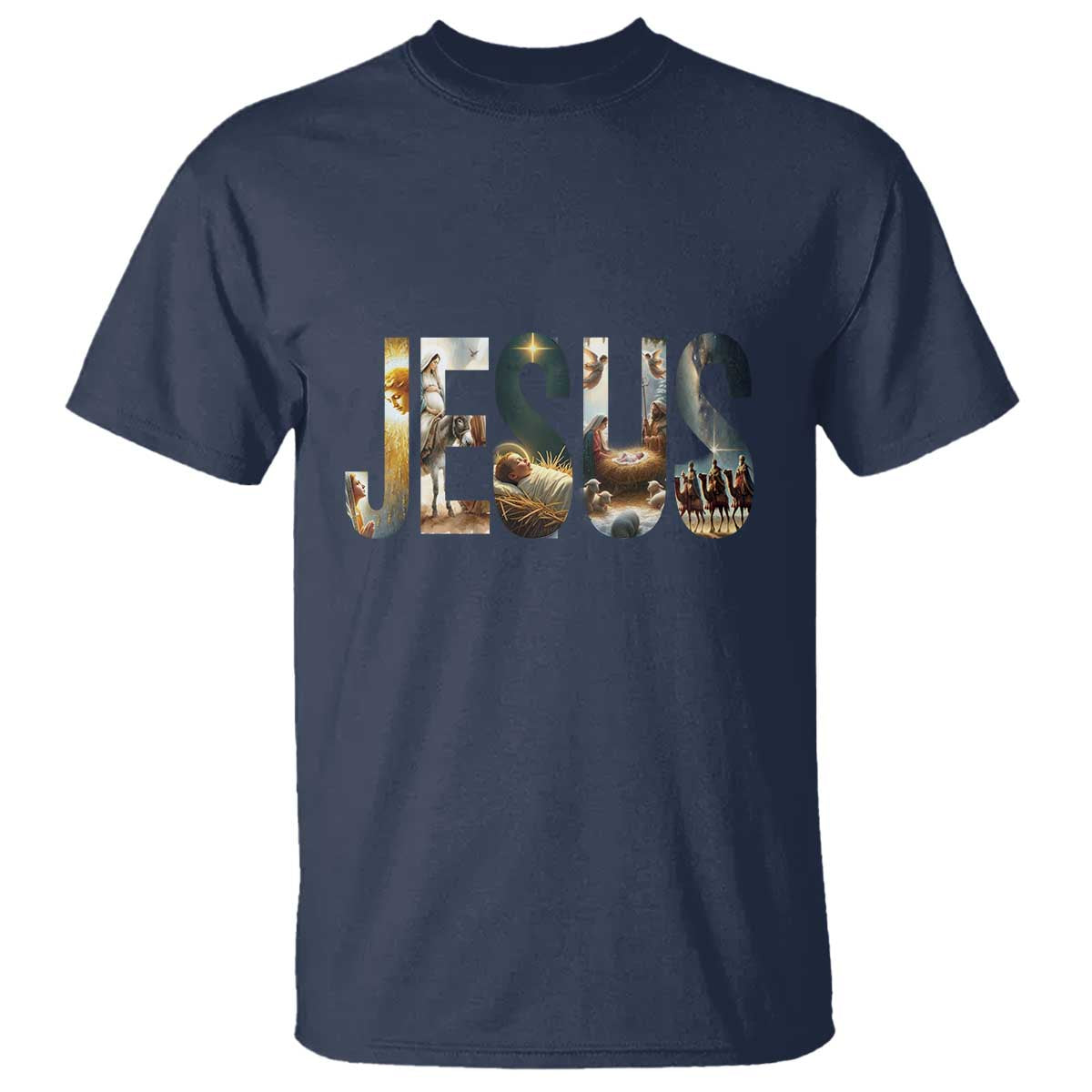 Jesus Christmas T Shirt Nativity Holy Night Christian Faith - Wonder Print Shop