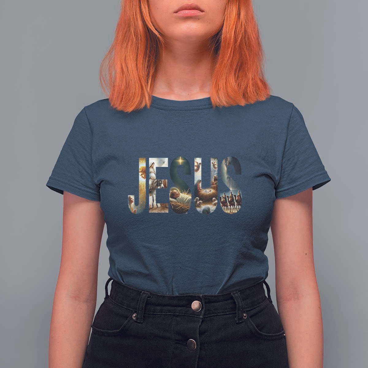 Jesus Christmas T Shirt For Women Nativity Holy Night Christian Faith - Wonder Print Shop