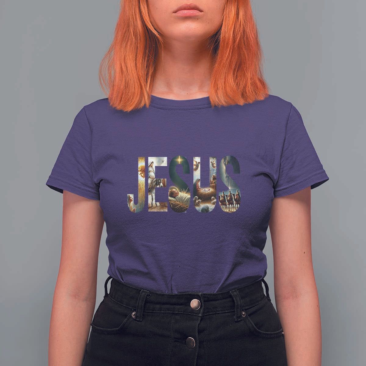 Jesus Christmas T Shirt For Women Nativity Holy Night Christian Faith - Wonder Print Shop