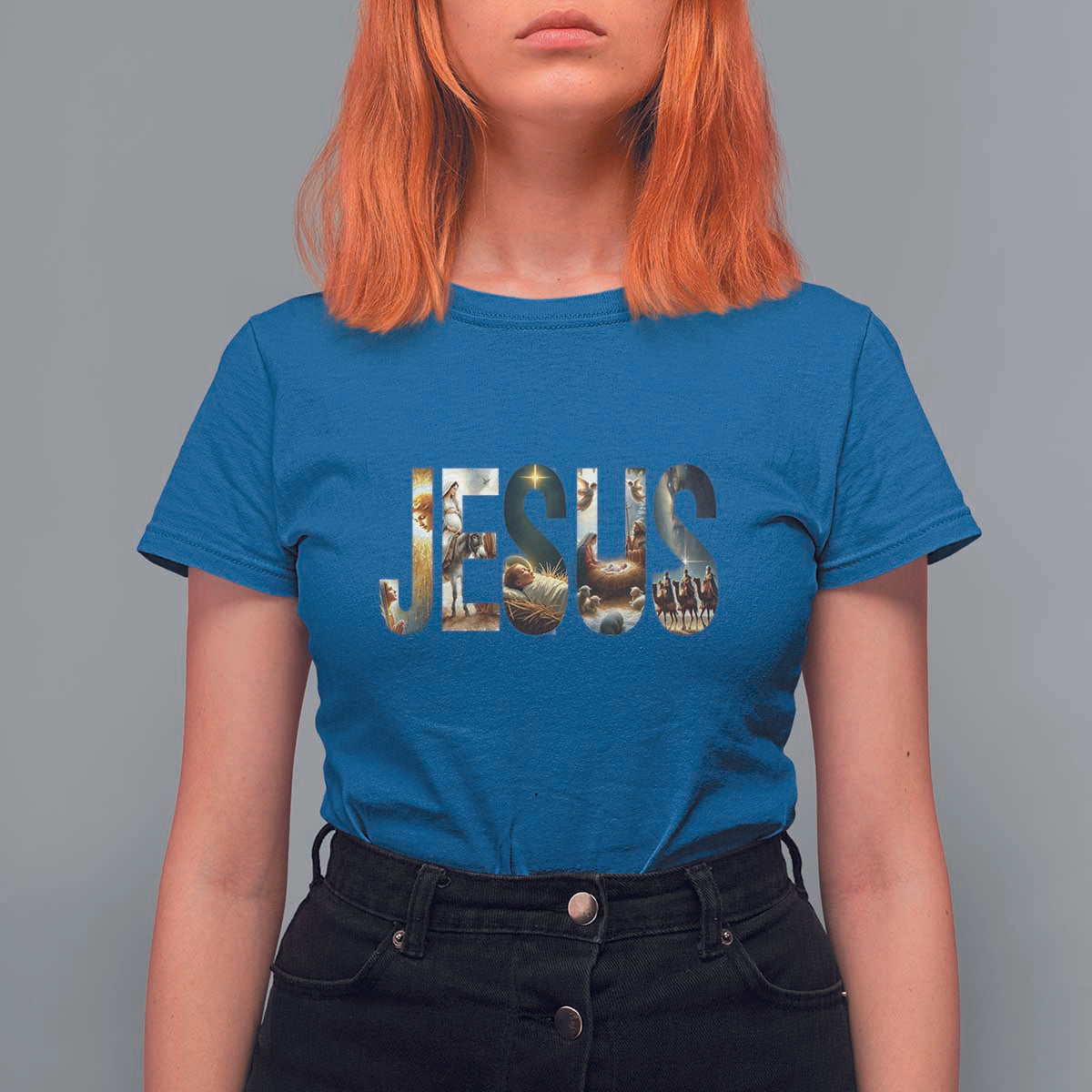 Jesus Christmas T Shirt For Women Nativity Holy Night Christian Faith - Wonder Print Shop