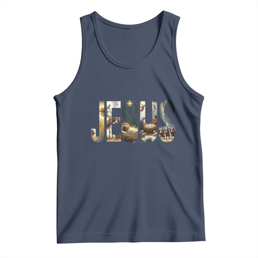 Jesus Christmas Tank Top Nativity Holy Night Christian Faith - Wonder Print Shop
