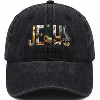 Jesus Christmas Washed Cotton Baseball Cap Nativity Holy Night Christian Faith