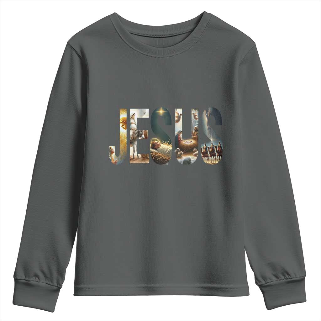 Jesus Christmas Youth Sweatshirt Nativity Holy Night Christian Faith - Wonder Print Shop