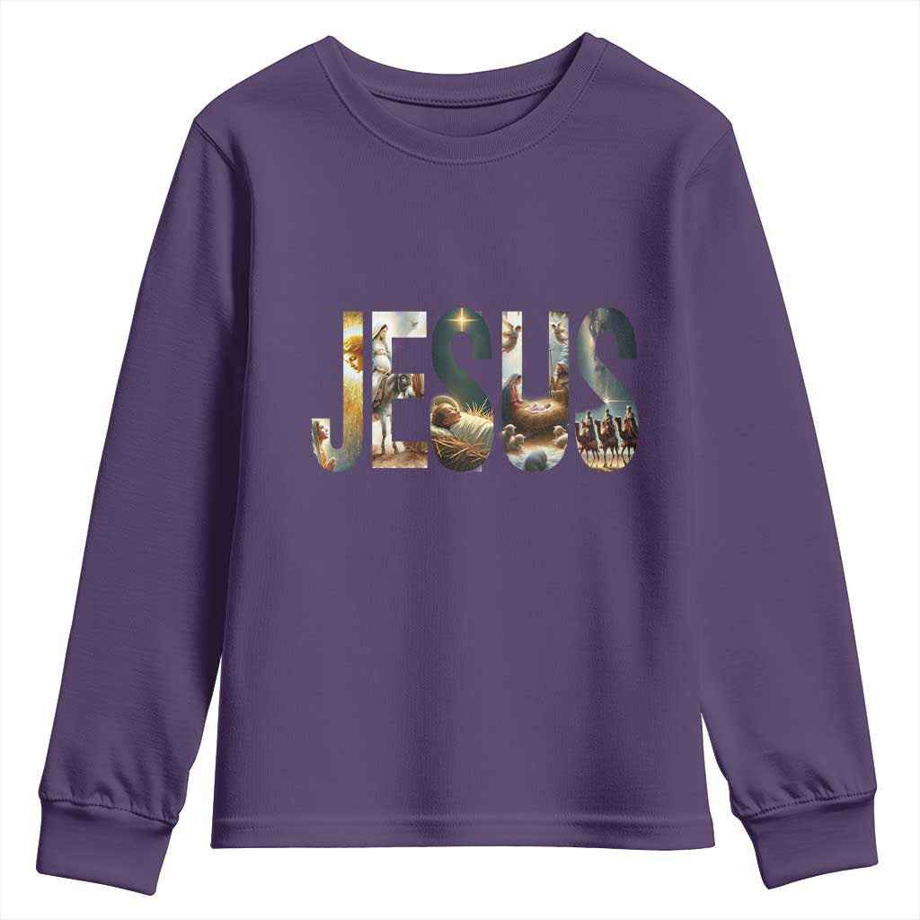 Jesus Christmas Youth Sweatshirt Nativity Holy Night Christian Faith - Wonder Print Shop