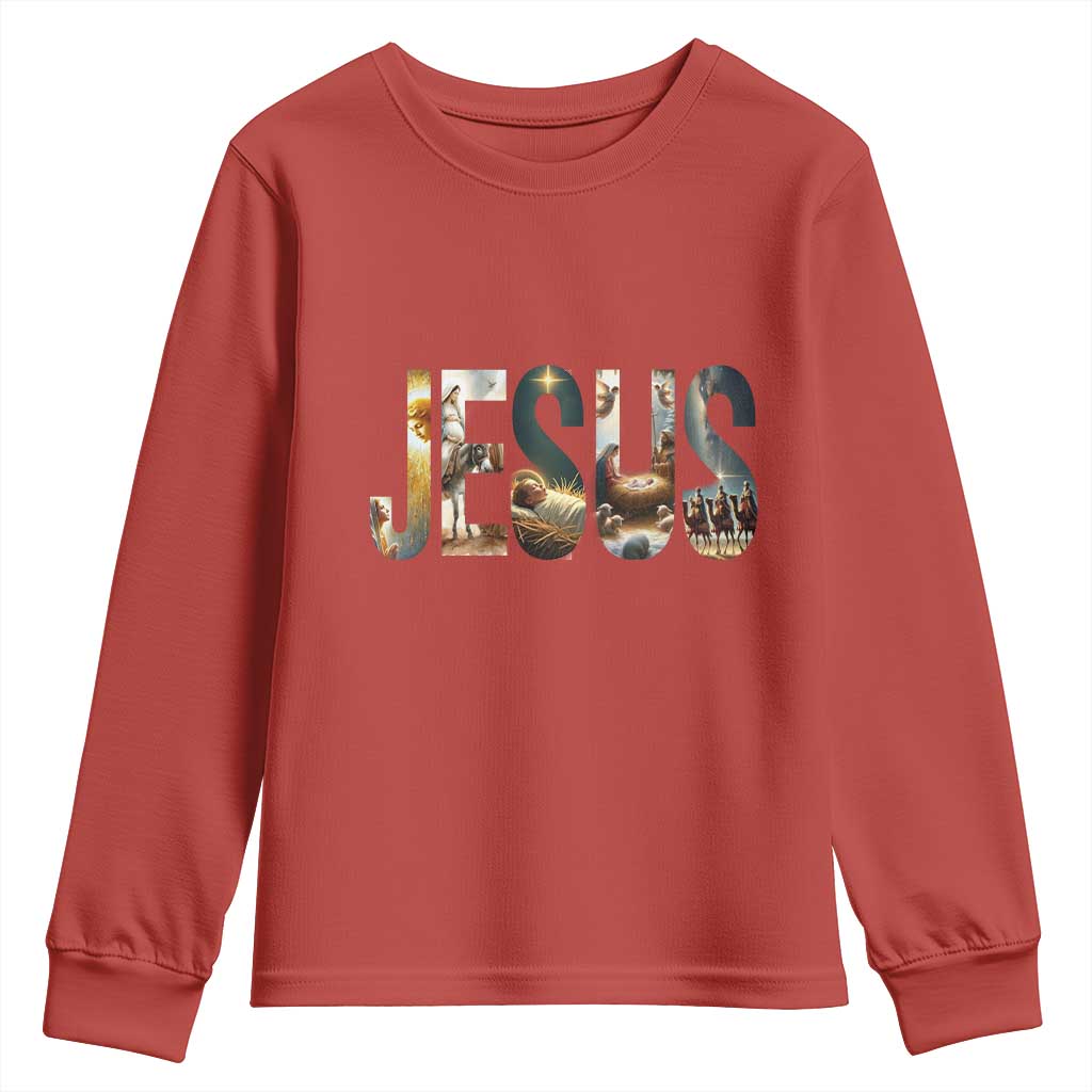 Jesus Christmas Youth Sweatshirt Nativity Holy Night Christian Faith - Wonder Print Shop
