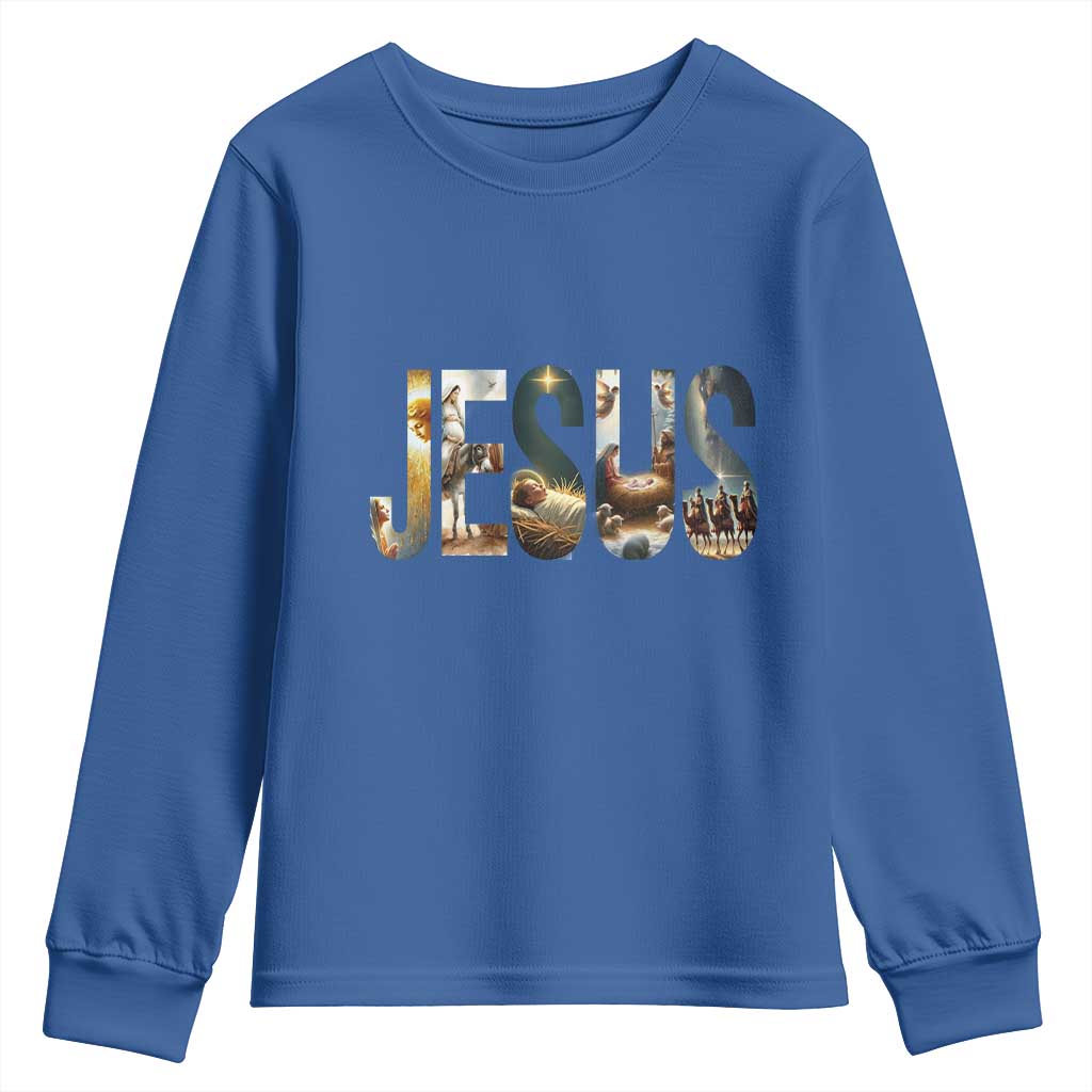 Jesus Christmas Youth Sweatshirt Nativity Holy Night Christian Faith - Wonder Print Shop