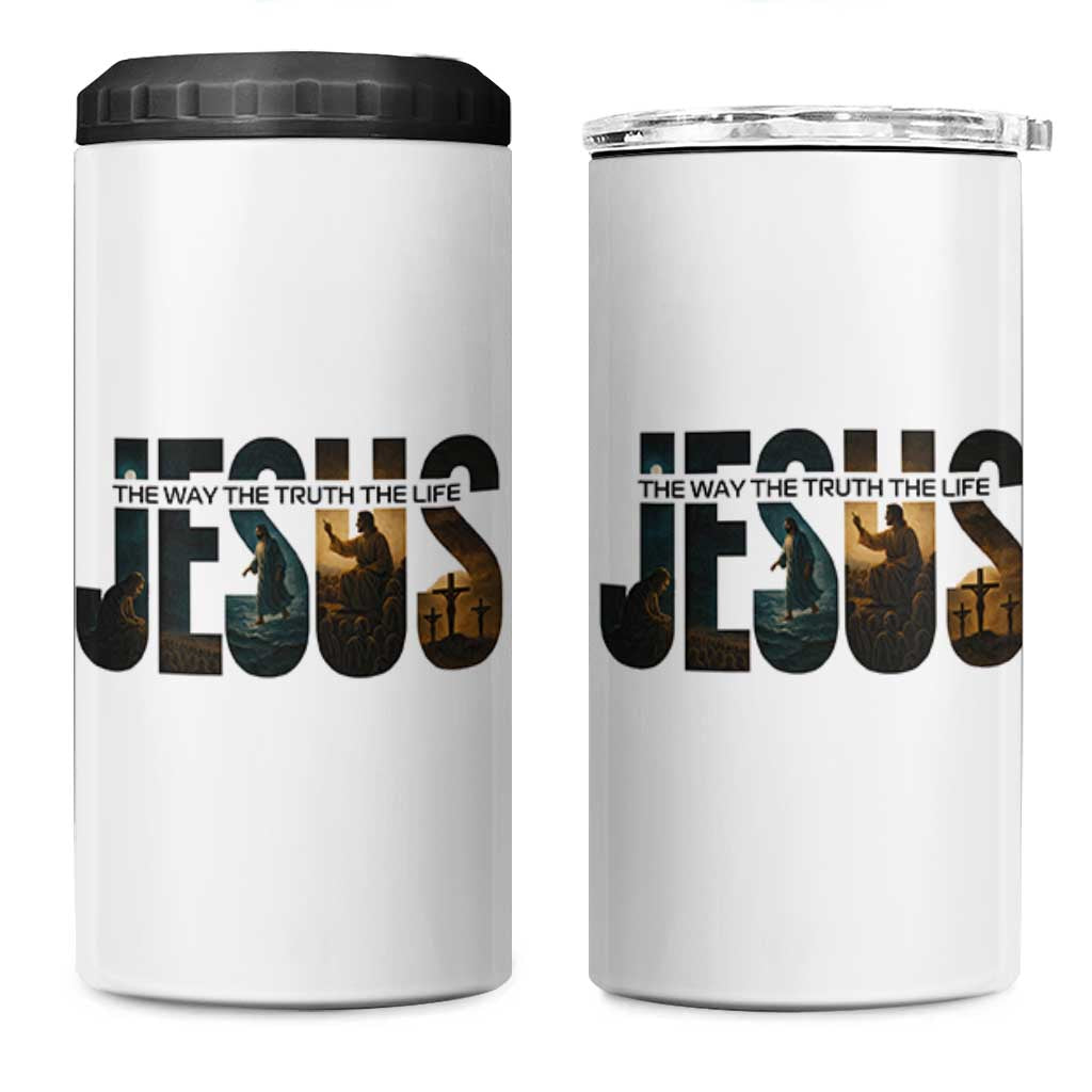 Jesus Christian Bible 4 in 1 Can Cooler Tumbler The Way The Truth The Life - Wonder Print Shop