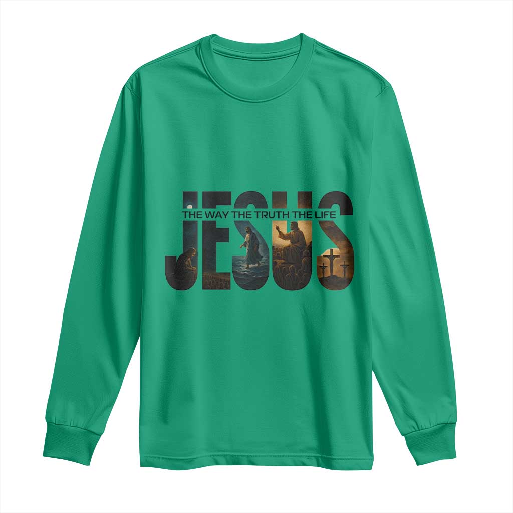 Jesus Christian Bible Long Sleeve Shirt The Way The Truth The Life - Wonder Print Shop