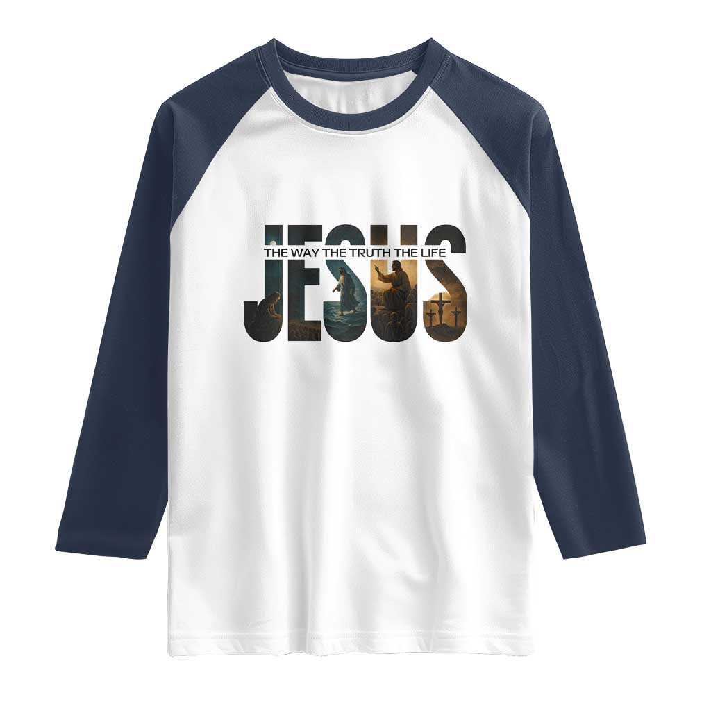 Jesus Christian Bible Raglan Shirt The Way The Truth The Life - Wonder Print Shop