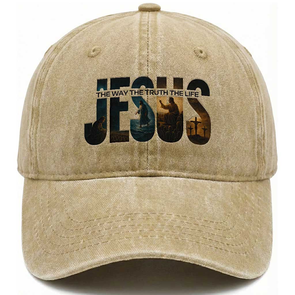 Jesus Christian Bible Washed Cotton Baseball Cap The Way The Truth The Life