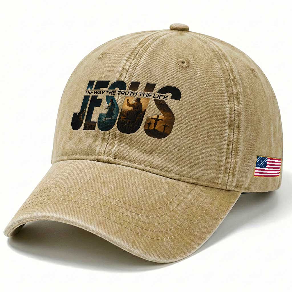 Jesus Christian Bible Washed Cotton Baseball Cap The Way The Truth The Life
