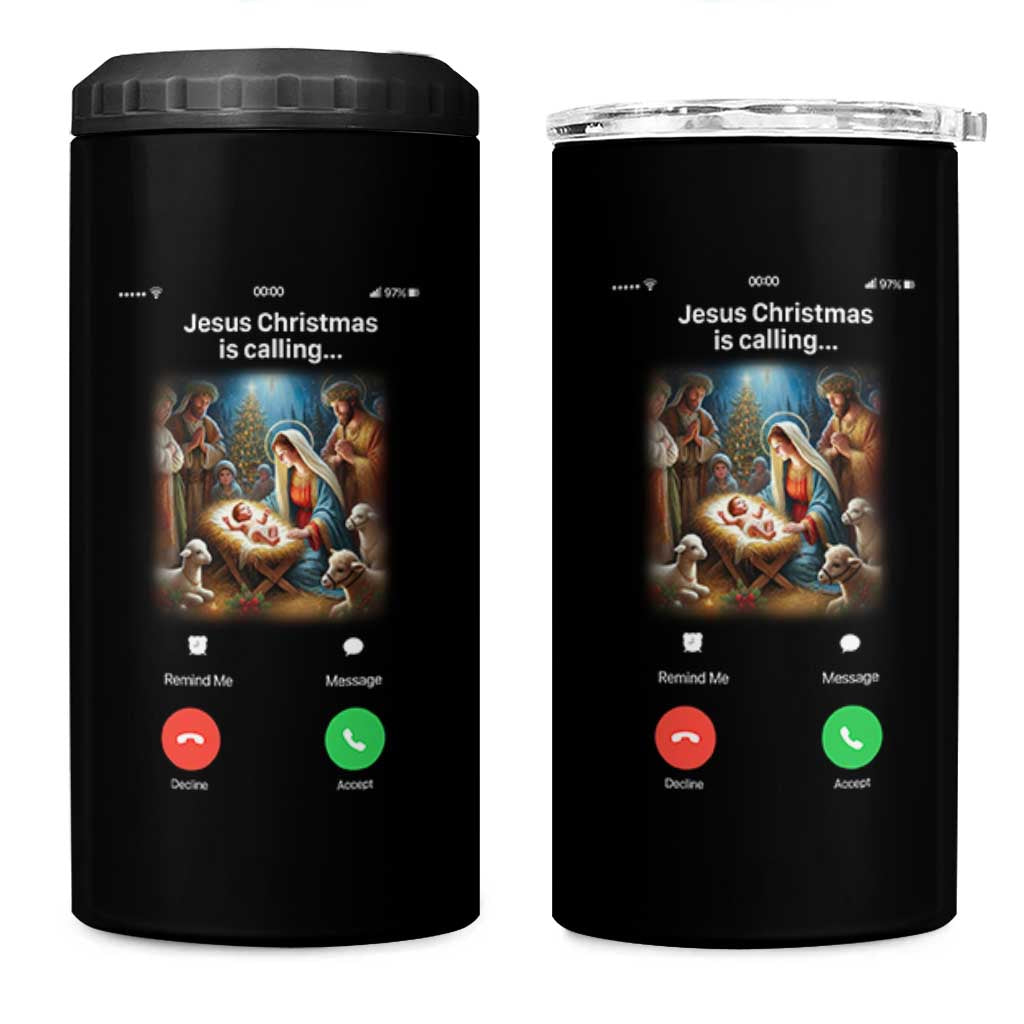 Jesus Christmas 4 in 1 Can Cooler Tumbler Video Call Nativity Scene Funny Christian Xmas - Wonder Print Shop