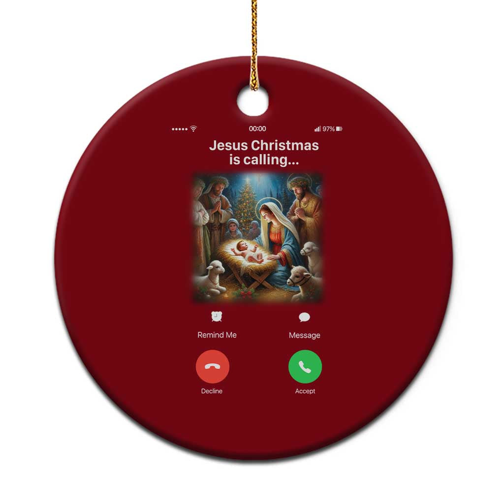 Jesus Xmas Ceramic Ornament Video Call Nativity Scene Funny Christian Xmas - Wonder Print Shop