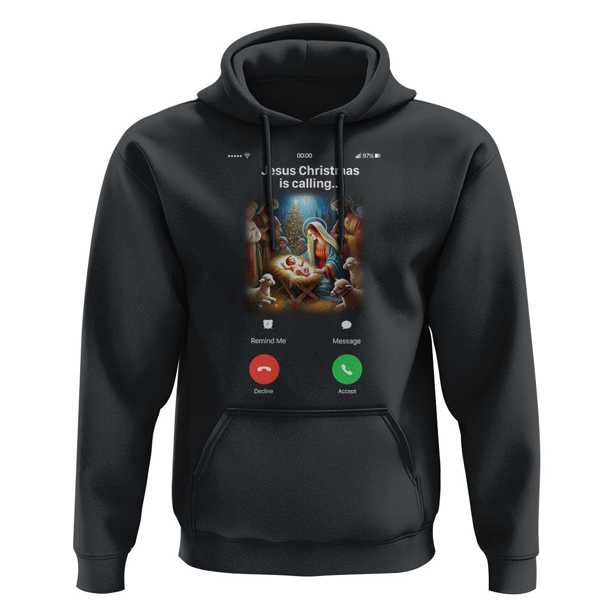 Jesus Christmas Hoodie Video Call Nativity Scene Funny Christian Xmas - Wonder Print Shop