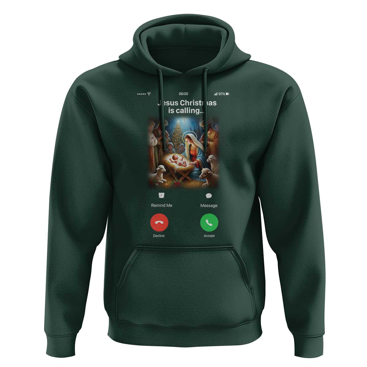 Jesus Christmas Hoodie Video Call Nativity Scene Funny Christian Xmas - Wonder Print Shop
