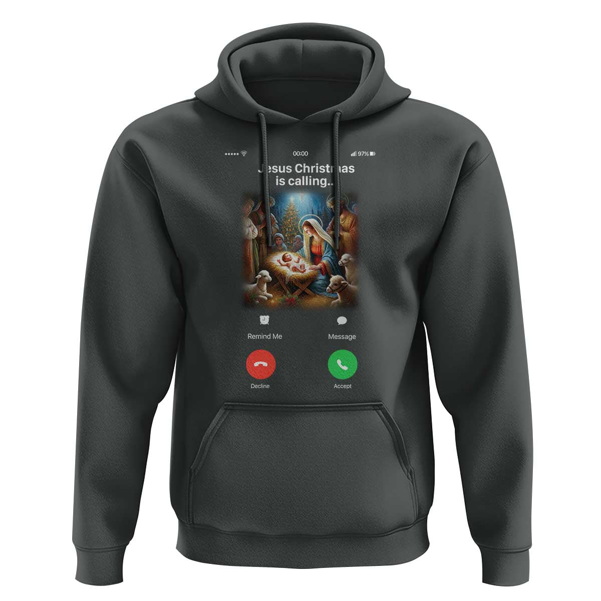 Jesus Christmas Hoodie Video Call Nativity Scene Funny Christian Xmas - Wonder Print Shop
